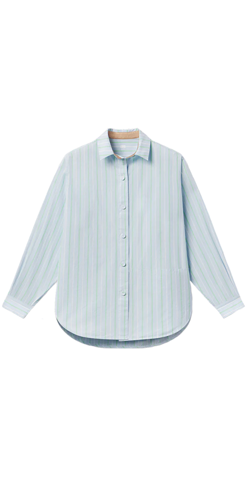 Airy Cotton Curved Hem Shirt