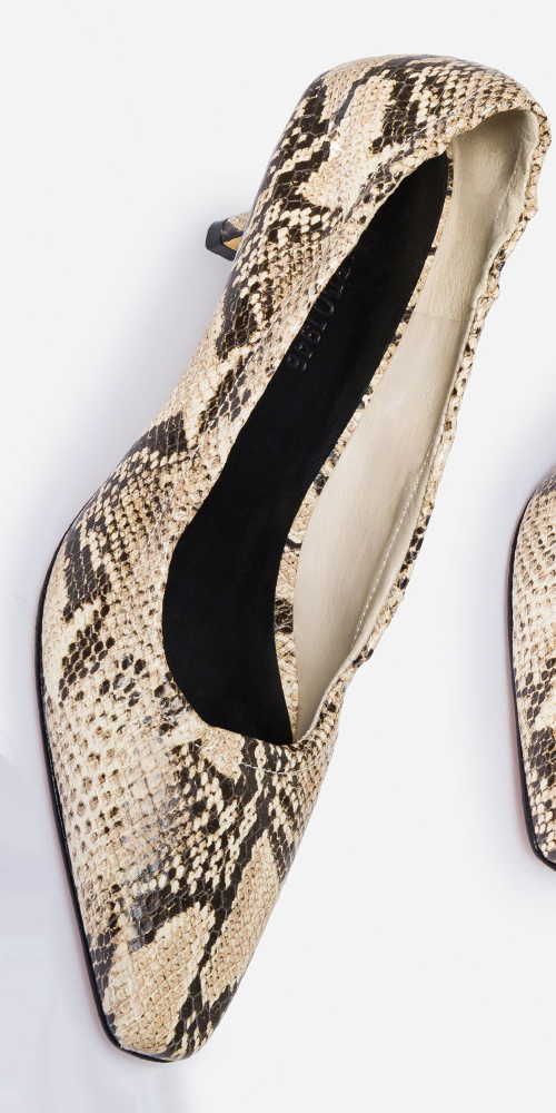 Manu Ruched Pump Snake Embossed
