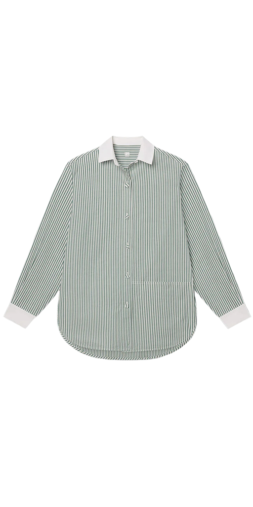 Airy Cotton Curved Hem Shirt