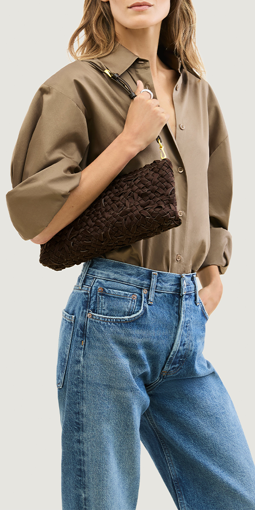 Gala Clutch Nest Weave Chocolate