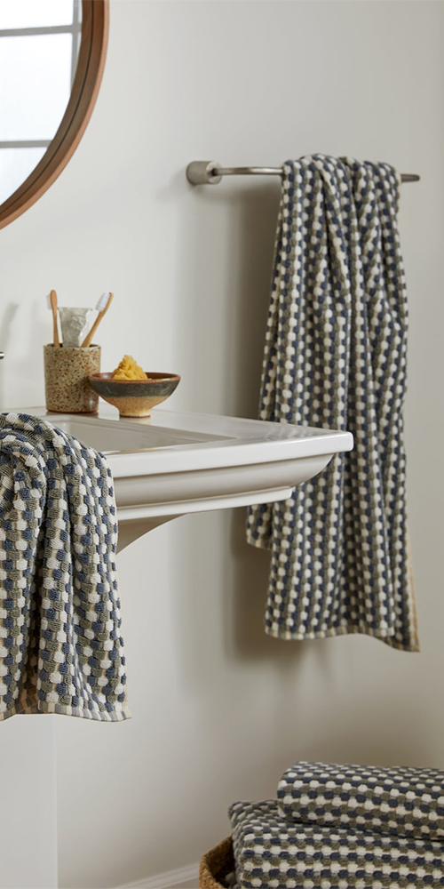 Organic Cotton Mosaic Towels Moss and Dusk