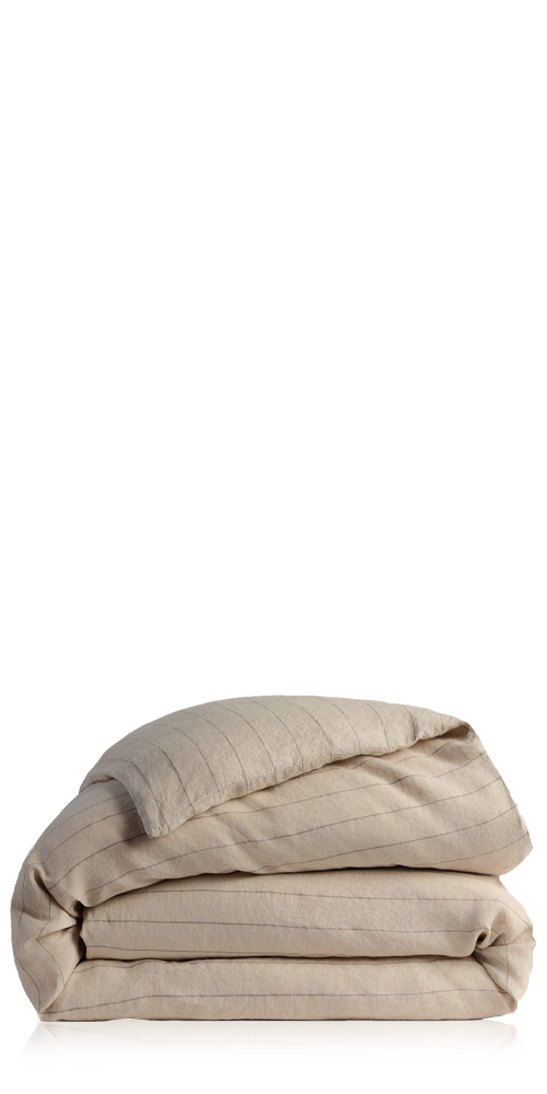 Linen Duvet Cover Bone Stripe