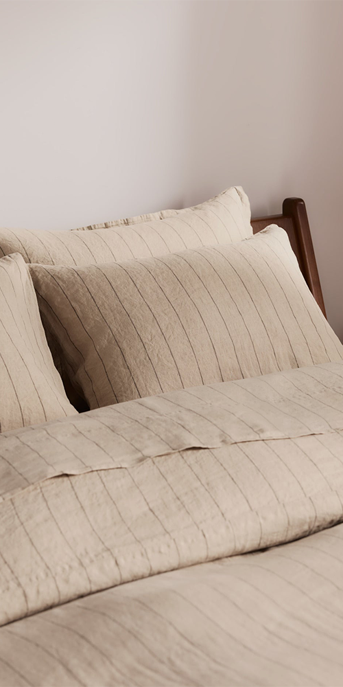 Linen Sham Set Bone Stripe