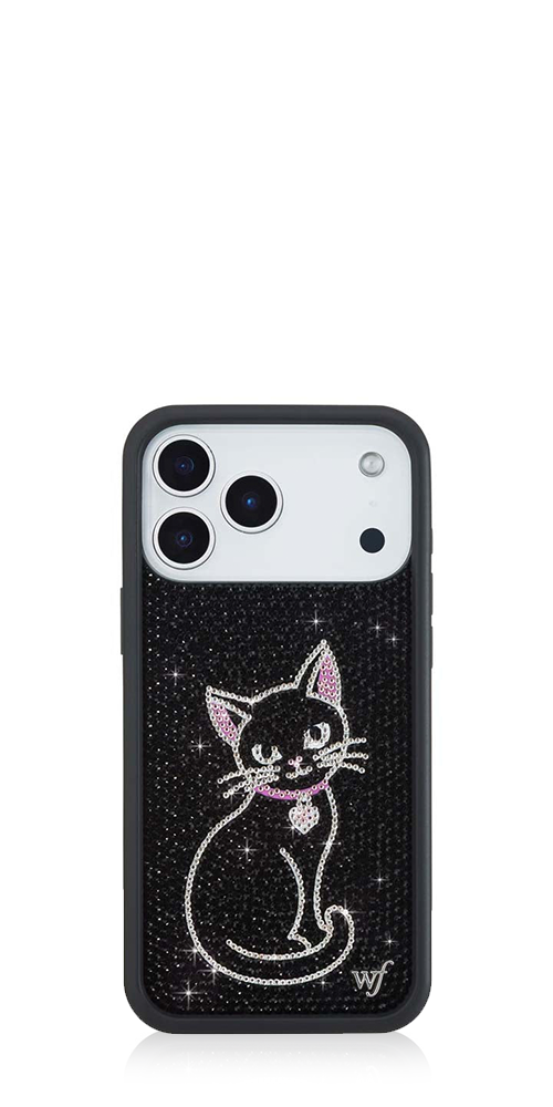 Rhinestone Black Cat iPhone Case