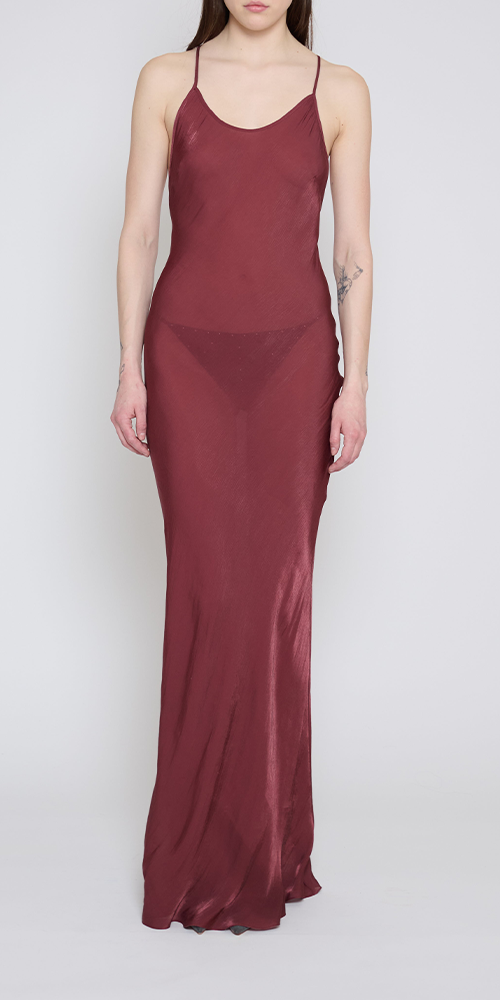 Low Back Bias Slip Dress Wine