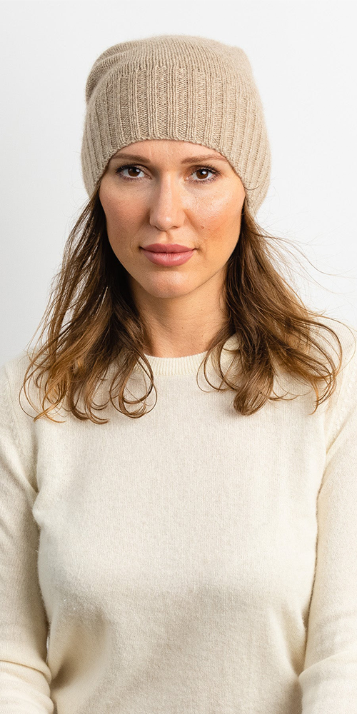 Classic Cashmere Slouchy Beanie Taupe