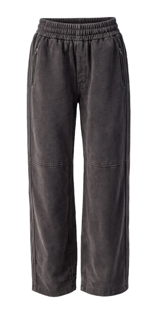 Wash Paneled Track Pants Black