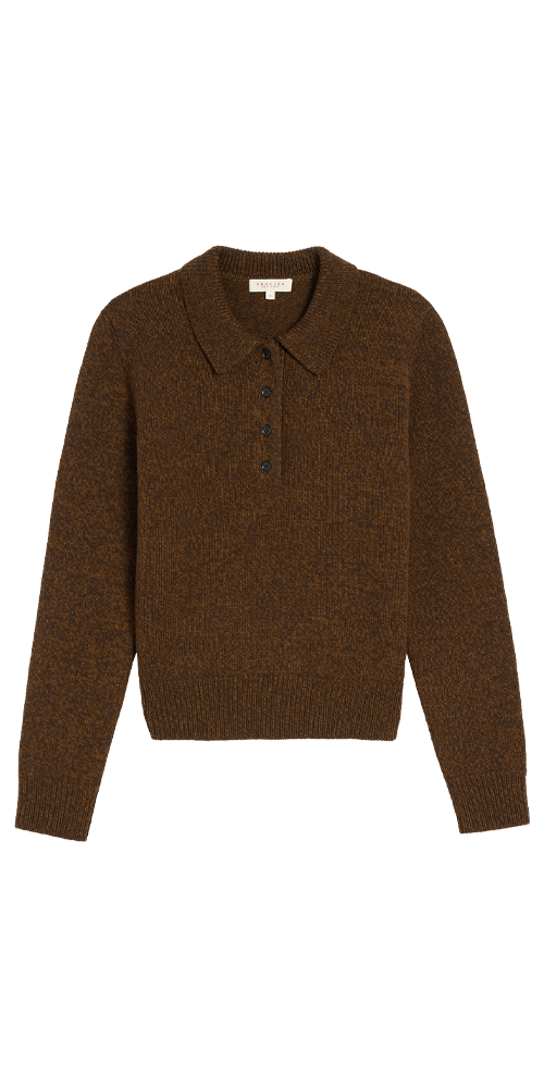 Estelle Wool Melange Polo Sweater