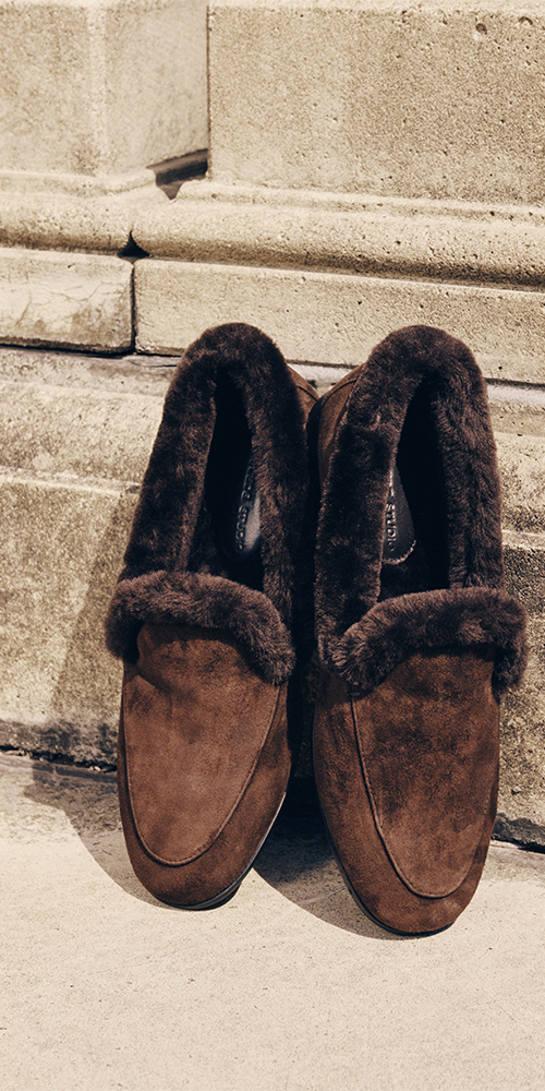 Zora Suede Shearling Loafer Brown