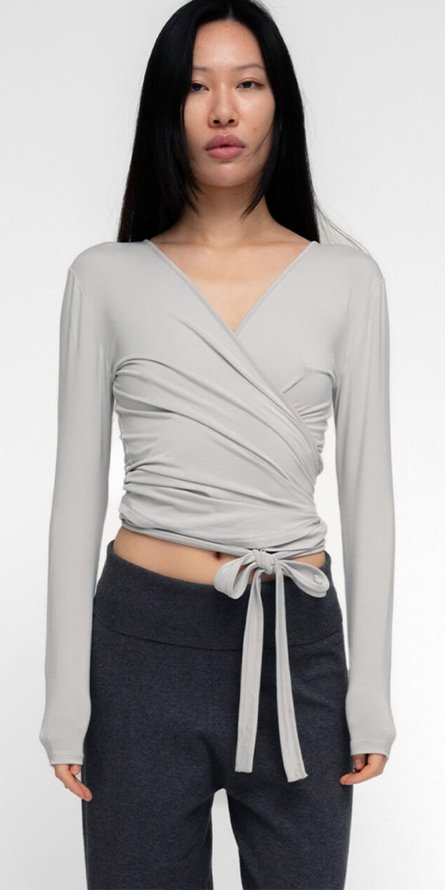 Ballerina Wrap Top Gray