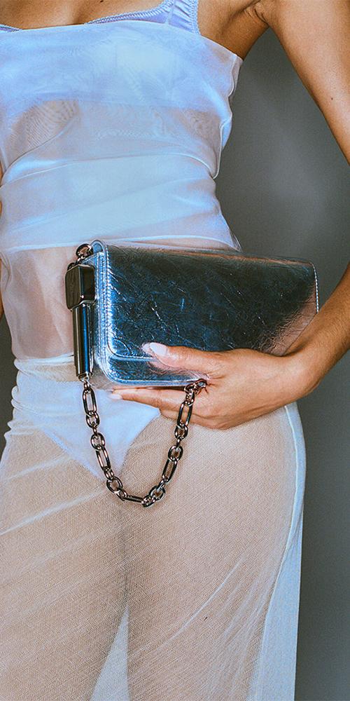 Burn Clutch Silver Crinkle