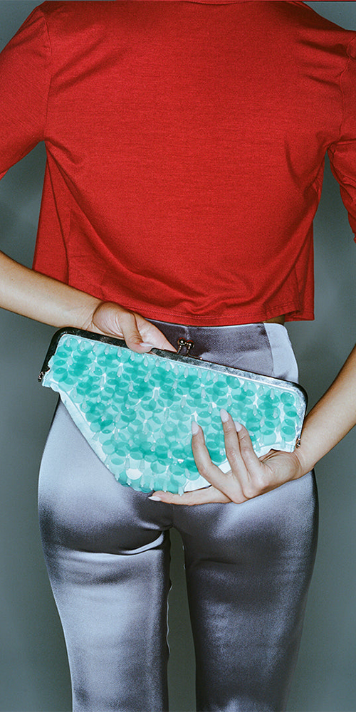 Undies Clutch Aqua Sequins