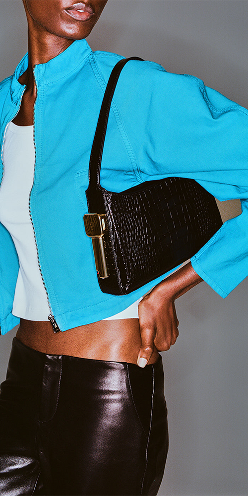 Burn Shoulder Bag Black Croc