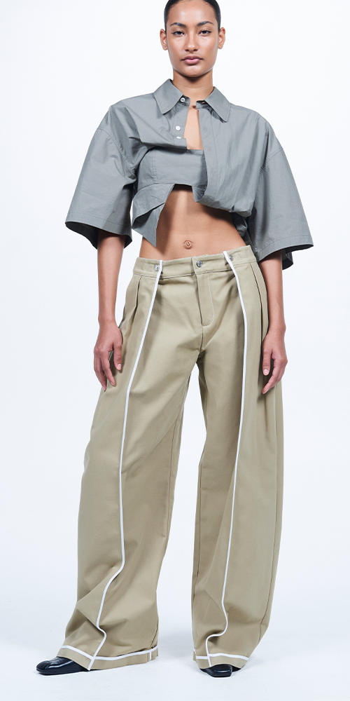 Binding Tuck Pants