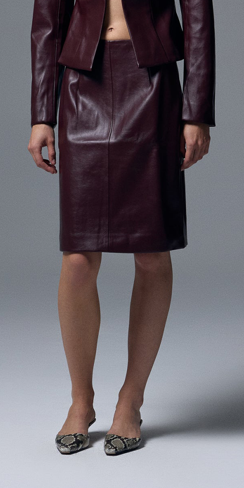 Sloan Vegan Leather Skirt Burgundy