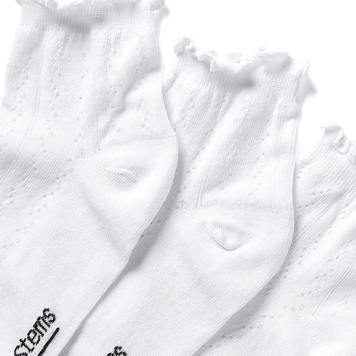 3-Pack Pointelle Mid Crew Socks