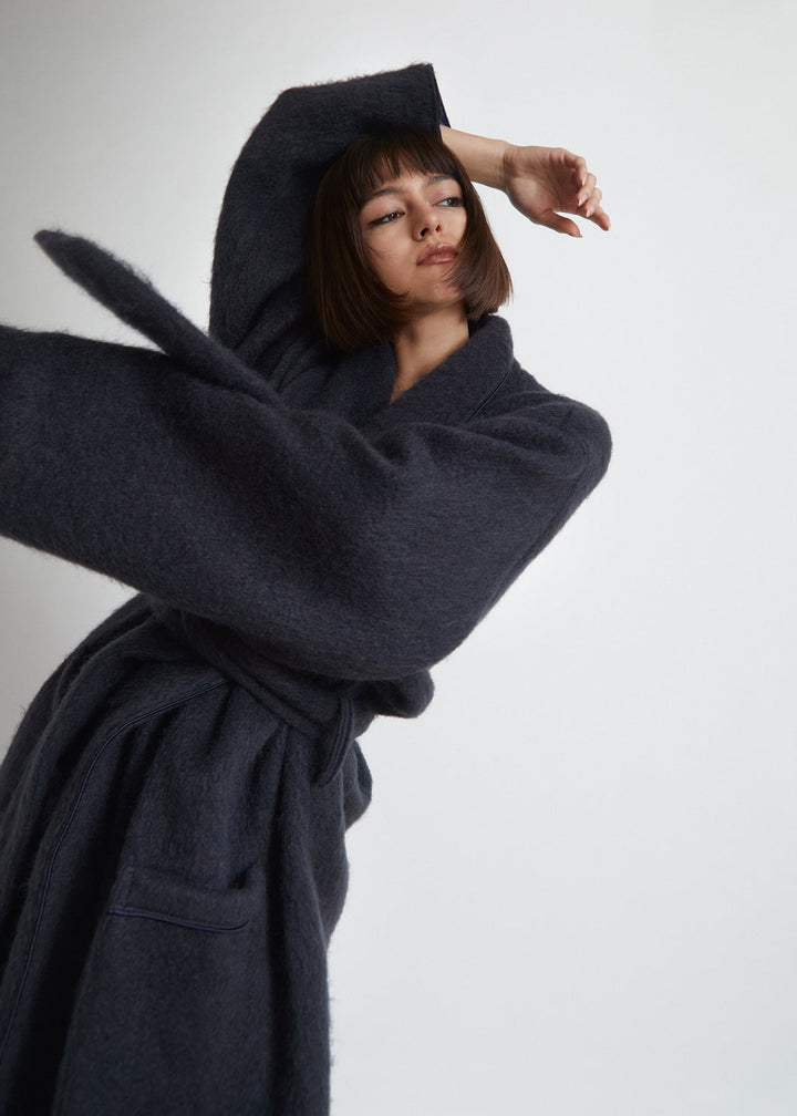 Wool robe coat Night Navy