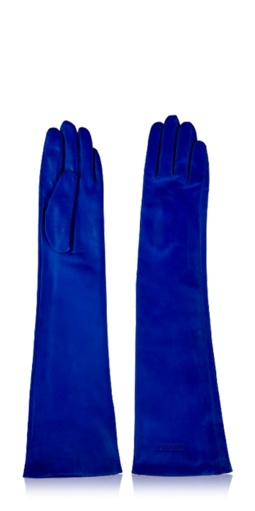 Leather opera gloves Cobalt Bleu