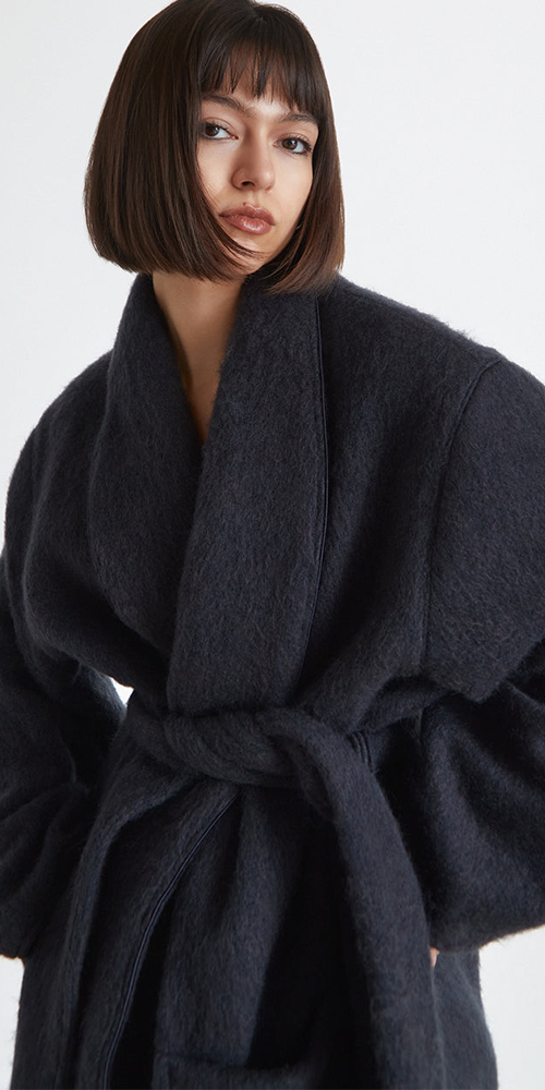 Wool robe coat Night Navy