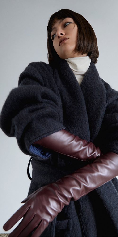 Leather opera gloves Choco Brown