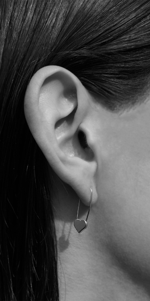 Heart Safety Pin Earring