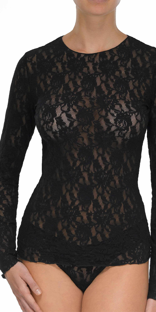 Signature Lace® Long Sleeve Top Black