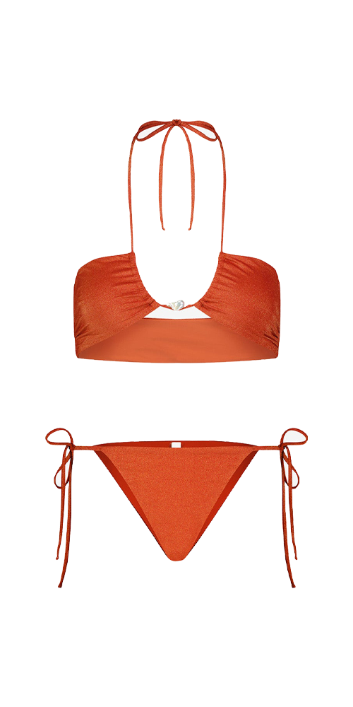 Bahia Bikini with Pearl in Shiny Orange