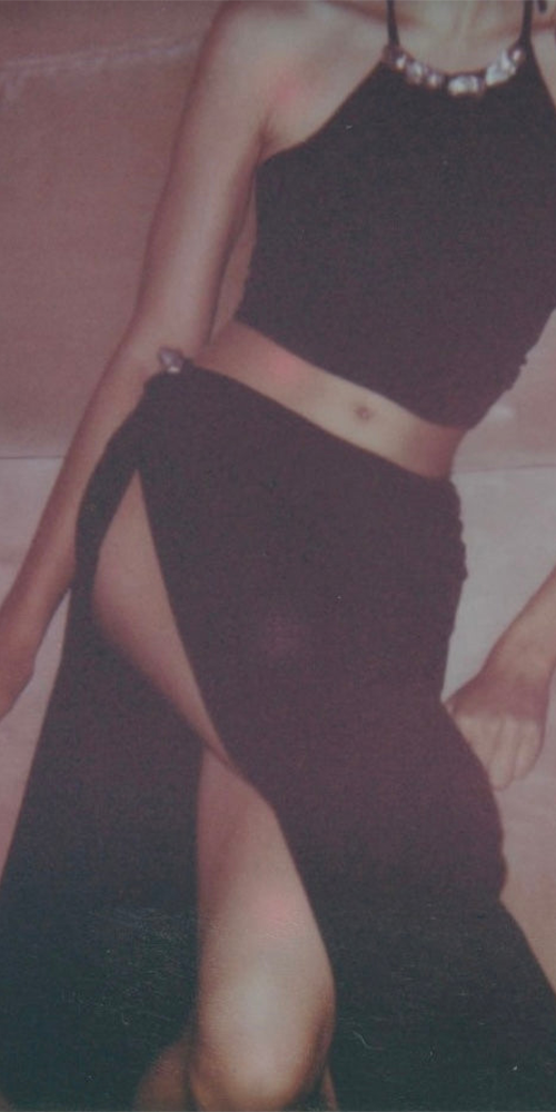 Knot Long Skirt in Black