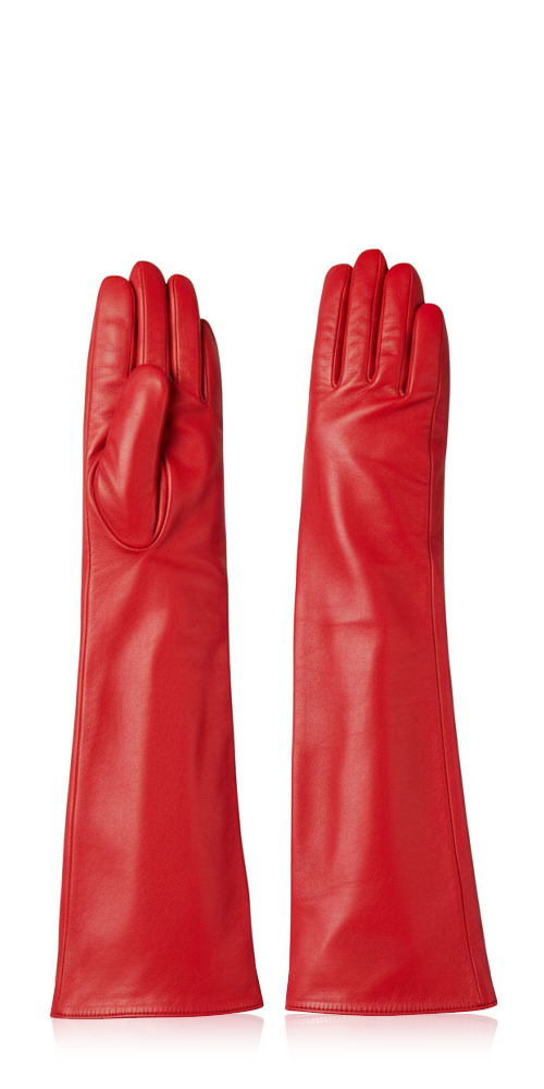 Leather opera gloves Lipstick Red