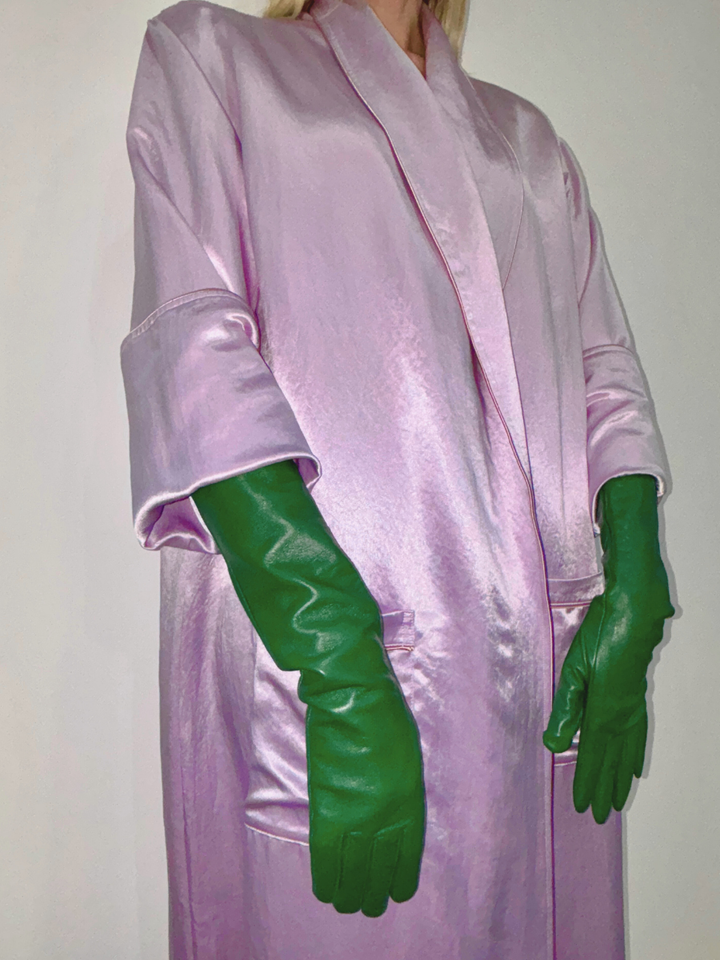 Leather opera gloves Bottle Green