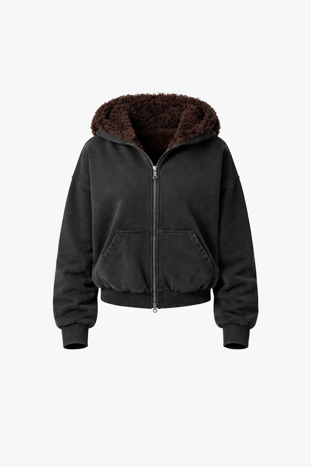 Wash Zip-up Hoodie Black