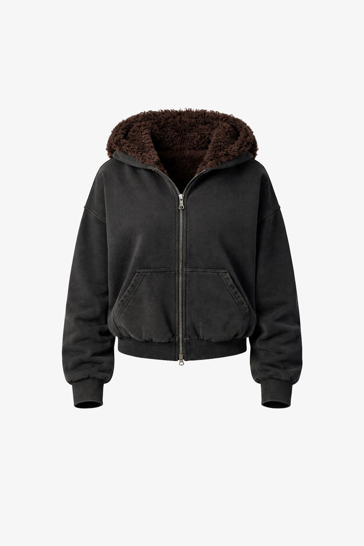 Wash Zip-up Hoodie Black