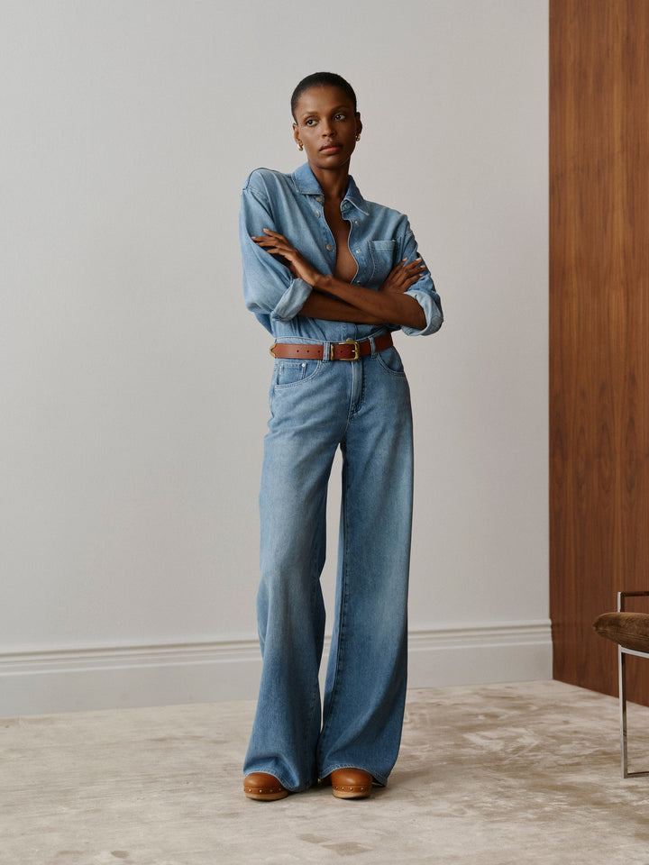 Alex Baggy Wide Leg Low Rise 32” Jeans Riverbank Aura
