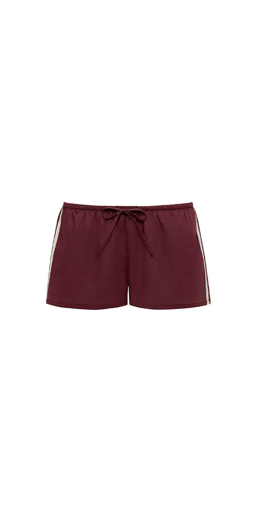 Maroon Sporty Low-Rise Drawstring Short