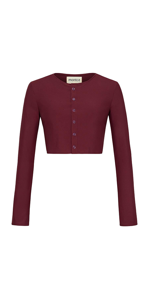 Maroon Button-Down Cardi