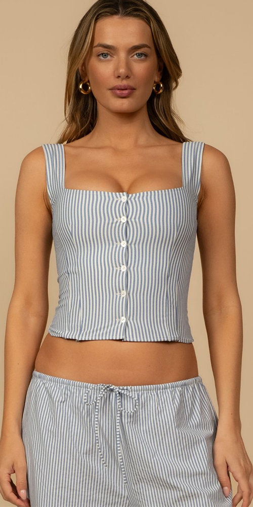 Classic Blue Stripe Mandy Top