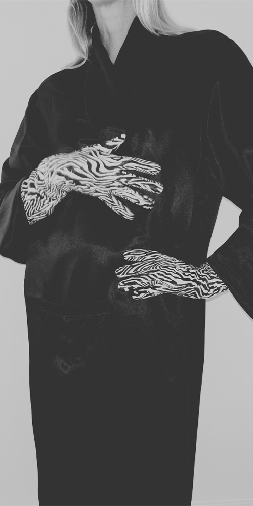 Leather opera gloves Zebra