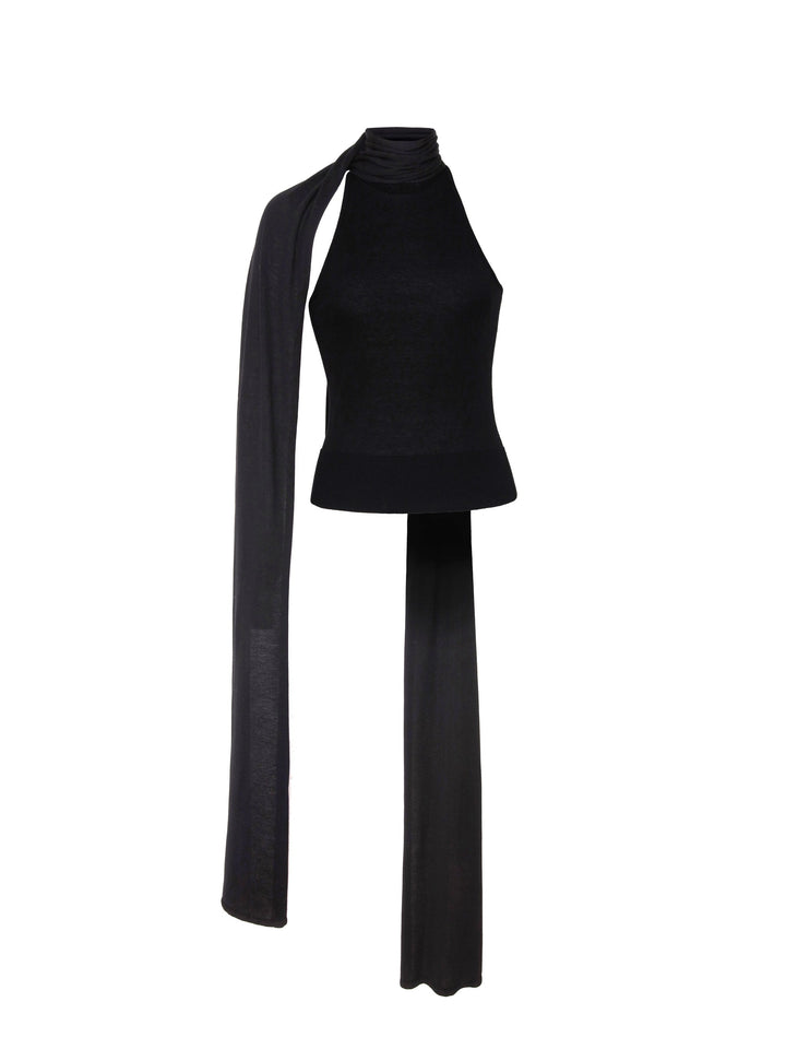 Scarf Tie Top Black