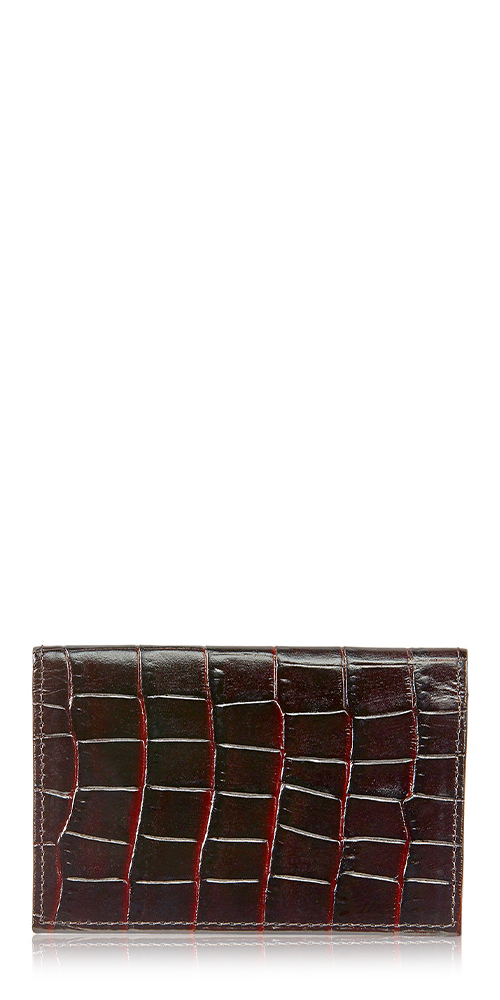 Fold-Over Card Case Brown Croc