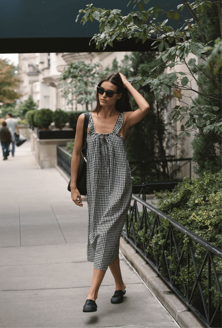 The Sienna Midi Dress in Tuxedo Plaid