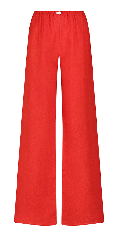 Playa Pants with Pearl in Red Linen