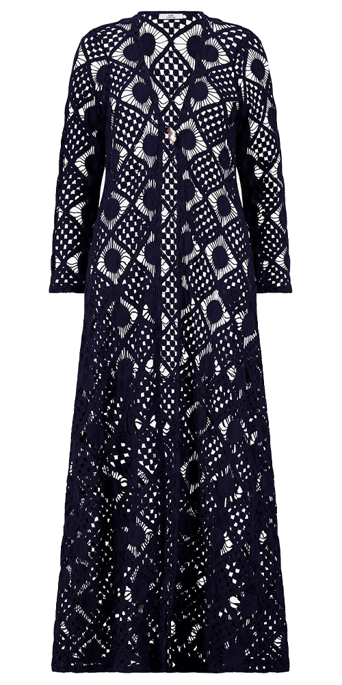 Nerea Kaftan with Pearl in Sol Mesh Navy
