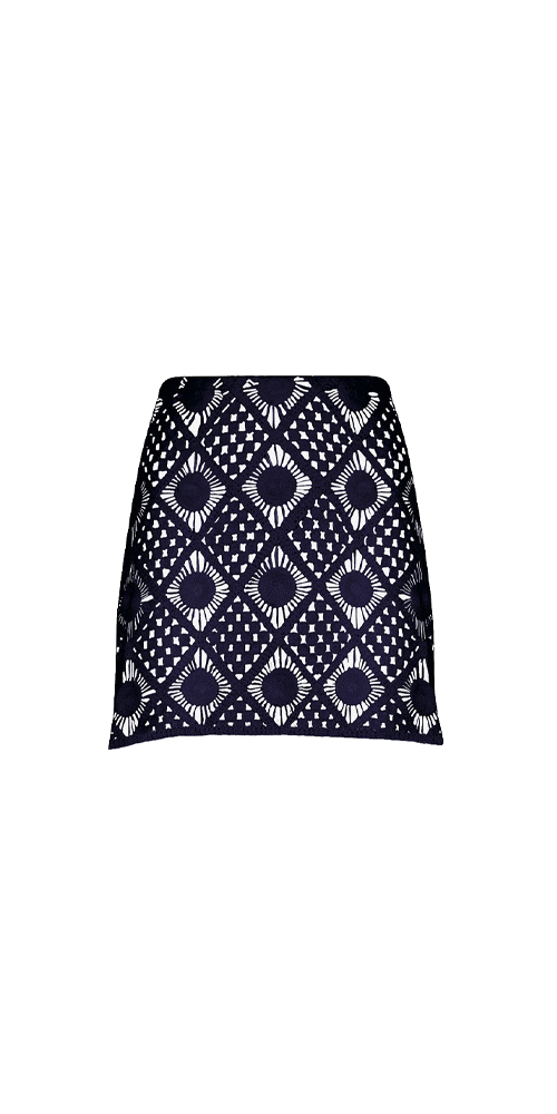 Sun Mini Skirt in Sol Mesh Navy