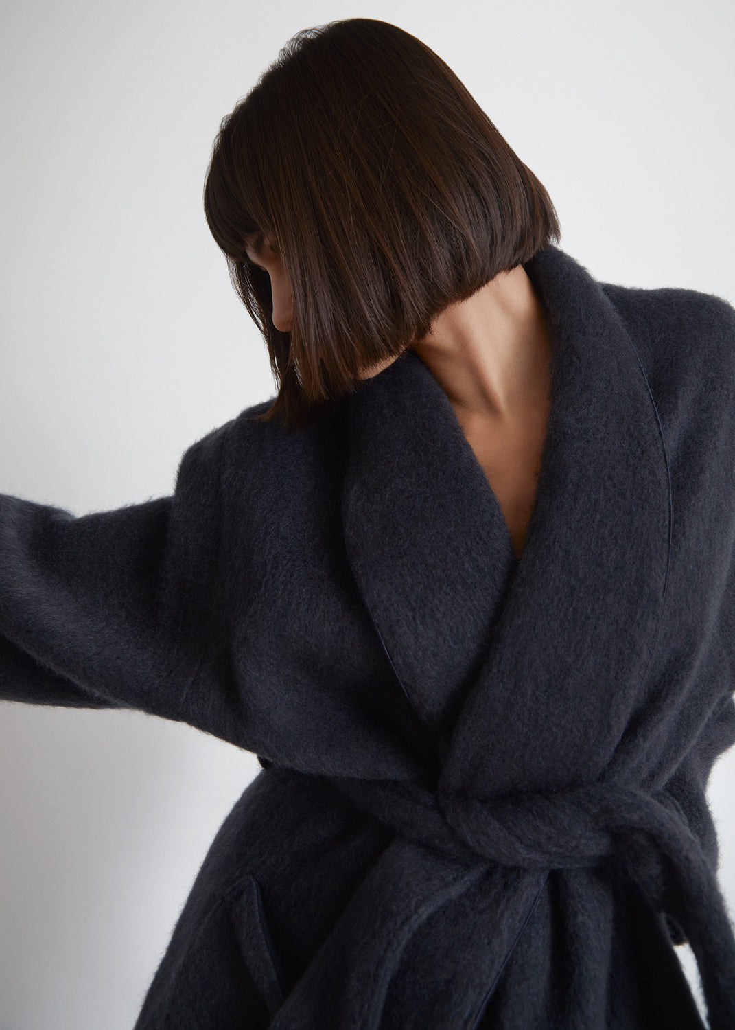 Wool robe coat Night Navy
