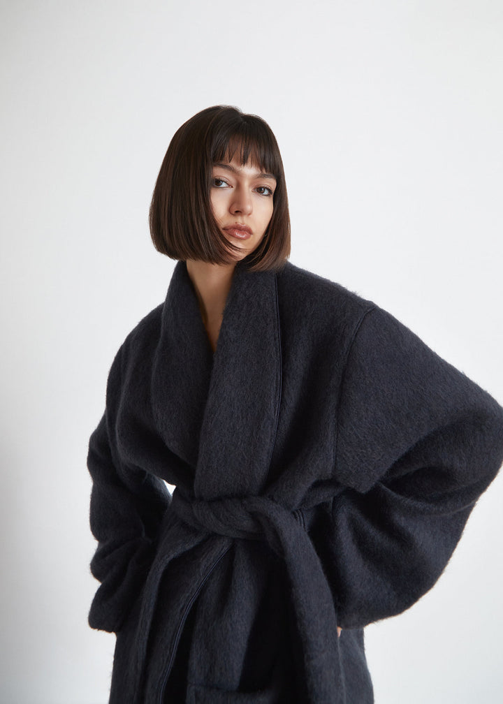 Wool robe coat Night Navy