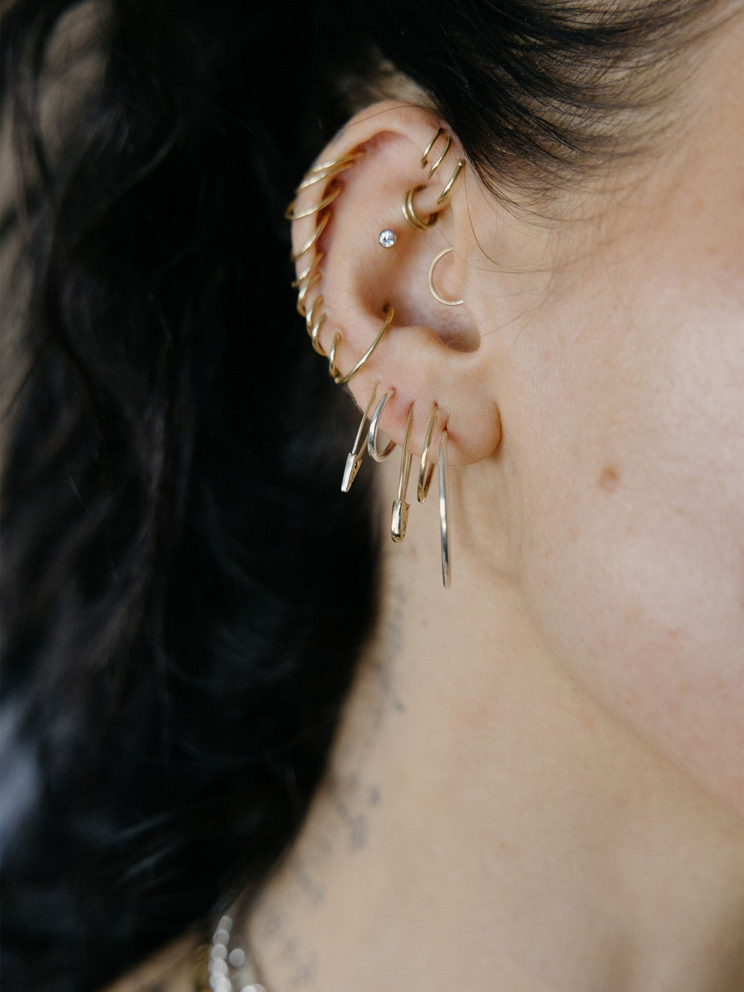 Mini Triangle Safety Pin Earring
