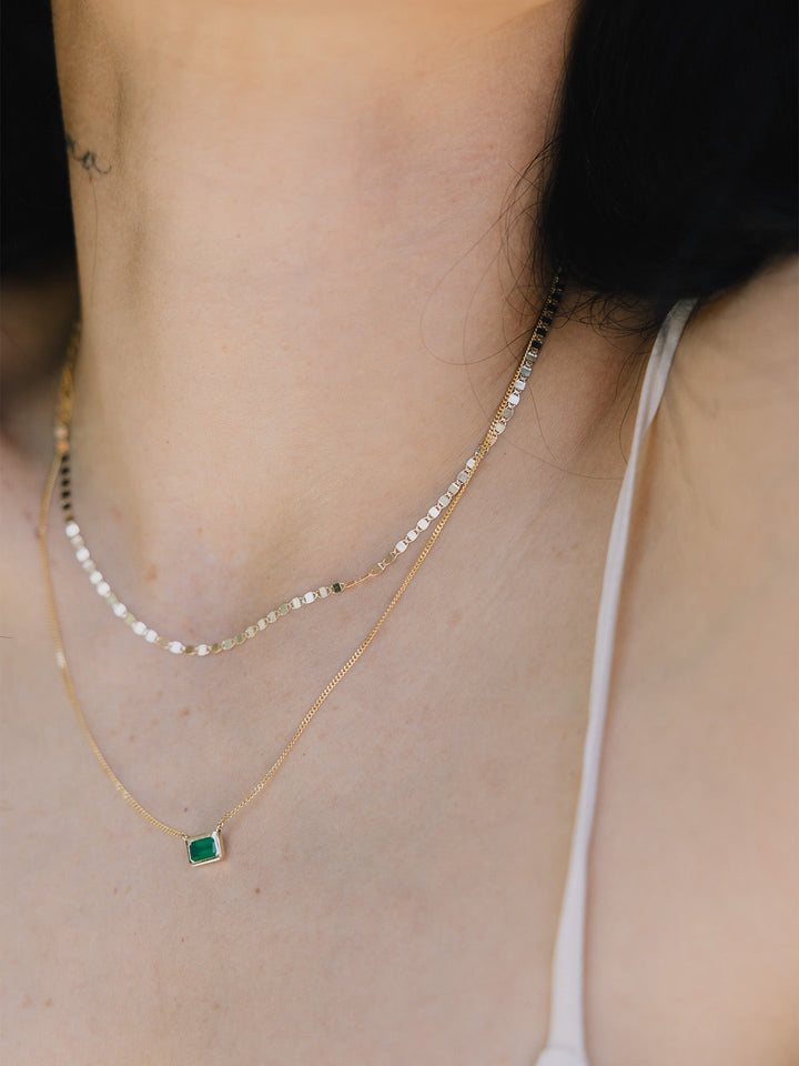 Emerald Cut Bezel Necklace