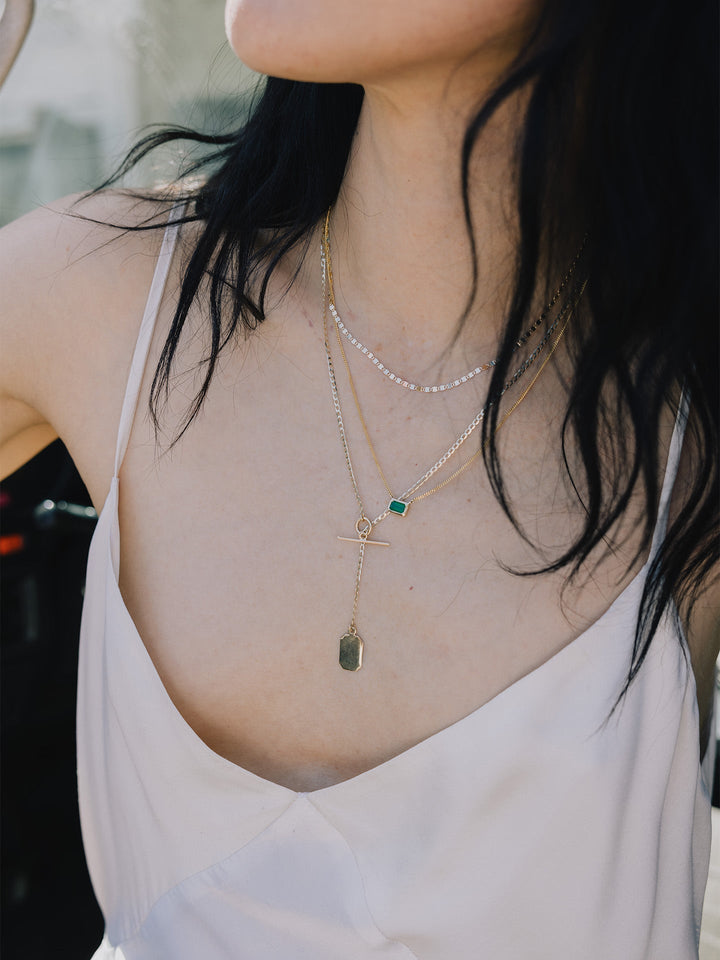 Emerald Cut Bezel Necklace