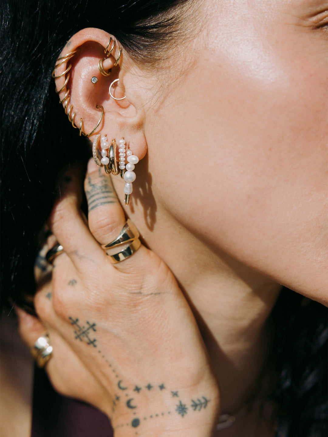 Mini Mixed Pearl Safety Pin Earring