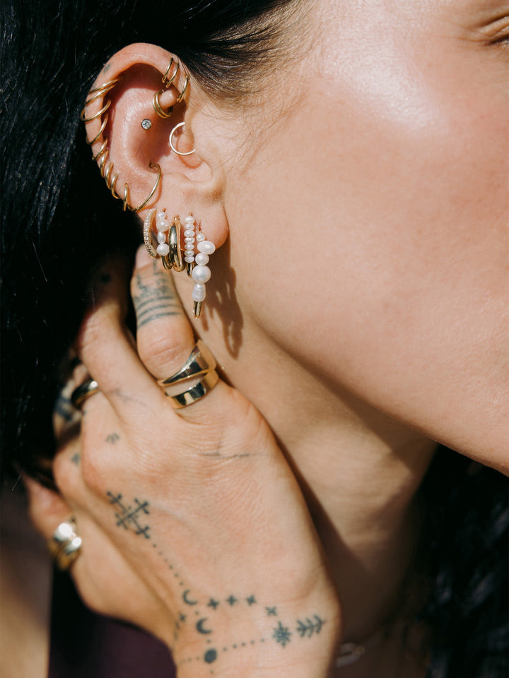 Mini Mixed Pearl Safety Pin Earring